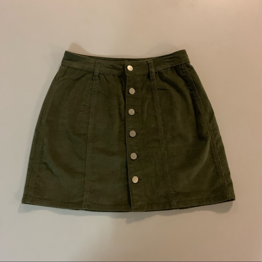 Olive Green Women’s Corduroy Mini Skirt